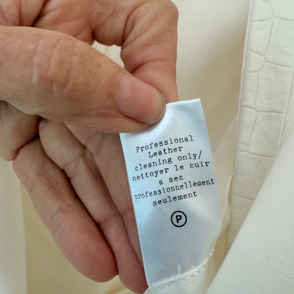 Rag and Bone White Pascal Blazer with Leather Trim on pockets and lapel. Sz 6 - Picture 9 of 14